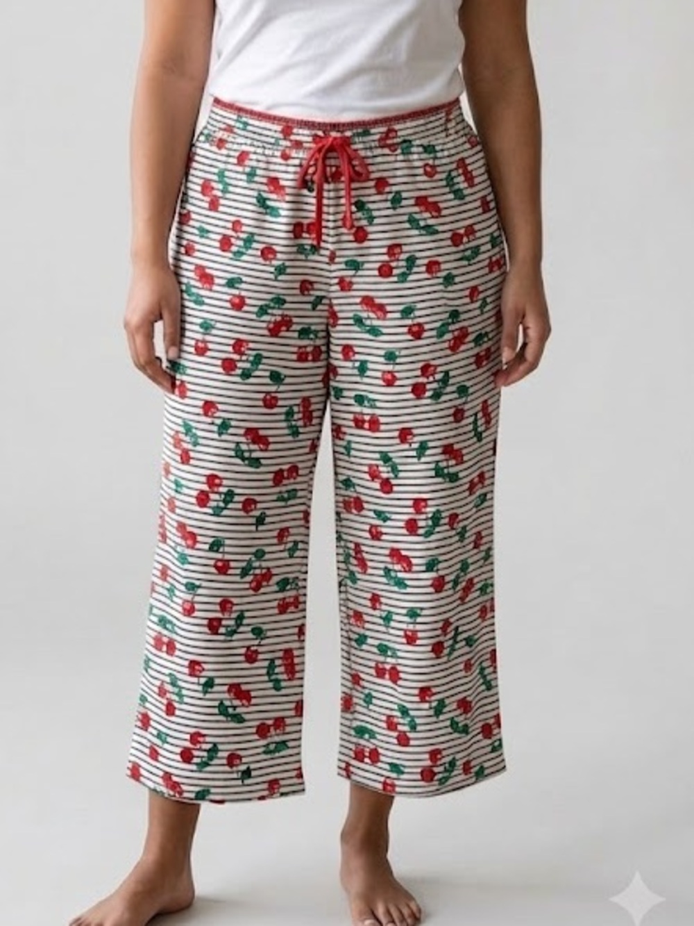 NWT Jockey Cherry Print Striped Lounge Pants Pajama Bottoms Sizes S XL